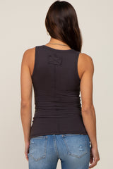 Charcoal Button Accent Ribbed Maternity Tank