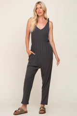 Charcoal Tie Strap Jumpsuit