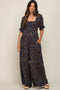 Navy Floral Smocked Maternity Jumpsuit