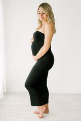 Black Ribbed Sleeveless Dress Cardigan Maternity Set