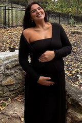 Black Ribbed Sleeveless Dress Cardigan Maternity Set