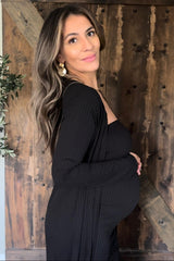 Black Ribbed Sleeveless Dress Cardigan Maternity Set