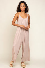 Taupe Basic Cropped Wide Leg Jumpsuit