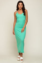 Mint Ribbed Sleeveless Maternity Maxi Dress