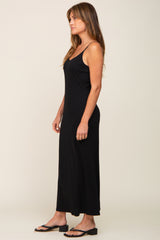 Black Ribbed Sleeveless Maxi Dress