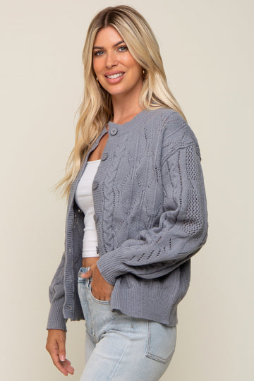 Grey Mixed Knit Cardigan