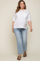 Light Blue Flare Distressed Hem Maternity Plus Jeans