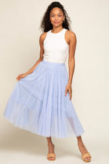 Light Blue Tulle Midi Skirt
