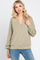 Olive Split V-Neck Long Sleeve Sweatshirt