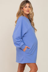 Blue Ultra Soft Maternity Sweatshirt Dress