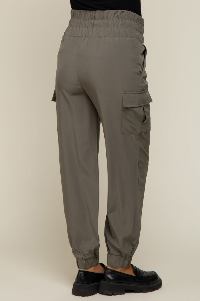 Olive Cargo Pocket Maternity Joggers