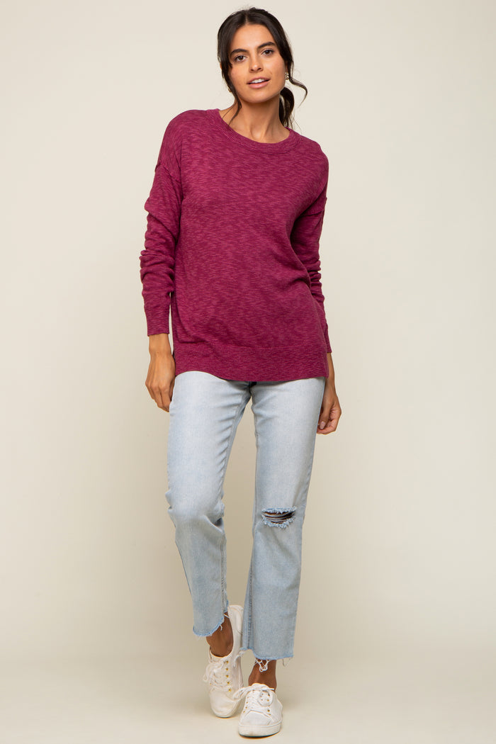 Magenta Knit Long Sleeve Top