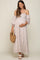 Cream Floral Square Neck Smocked Long Sleeve Maternity Maxi Dress