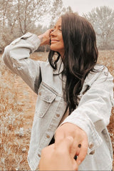 Light Blue Front Pocket Denim Shacket