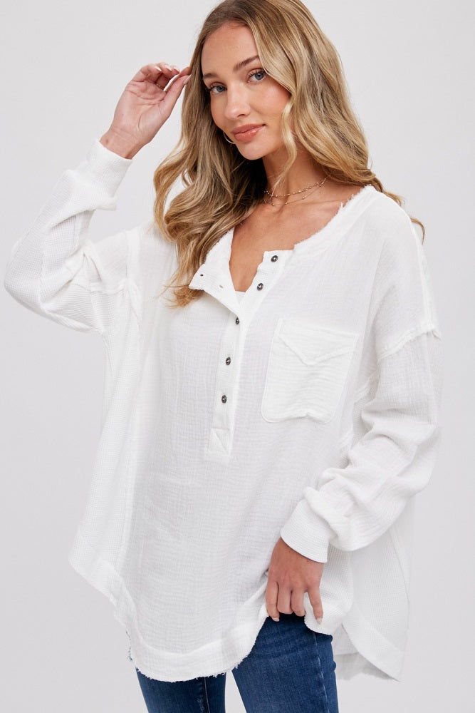 Ivory Lightweight Button Front Maternity Tunic Top