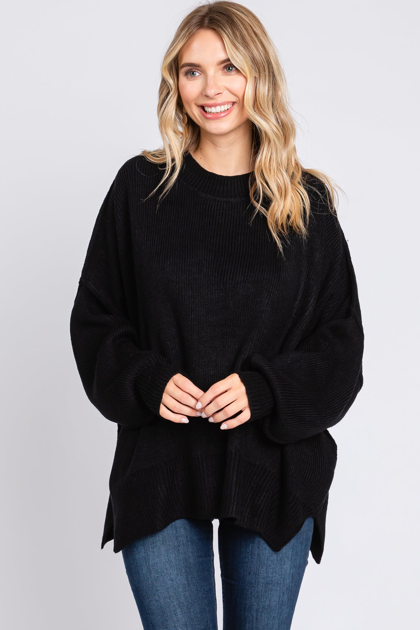 Black Maternity Long Sleeve Sweater