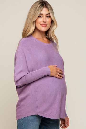 Lavender Knit Long Dolman Sleeve Maternity Top