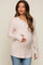 Cream Button Front Soft Knit Long Sleeve Henley Maternity Top
