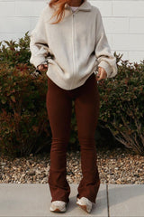 Taupe Oversized Zip Up Cardigan