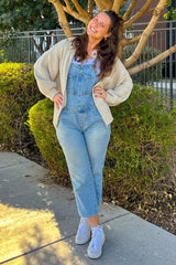 Taupe Oversized Zip Up Cardigan