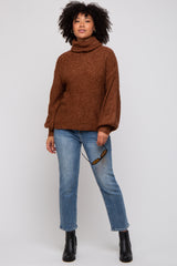Brown Knit Turtle Neck Sweater