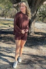 Brown Sweater and Short Set