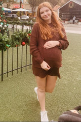 Brown Sweater and Short Maternity Set