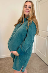 Jade Corduroy Button Down Collared Maternity Dress