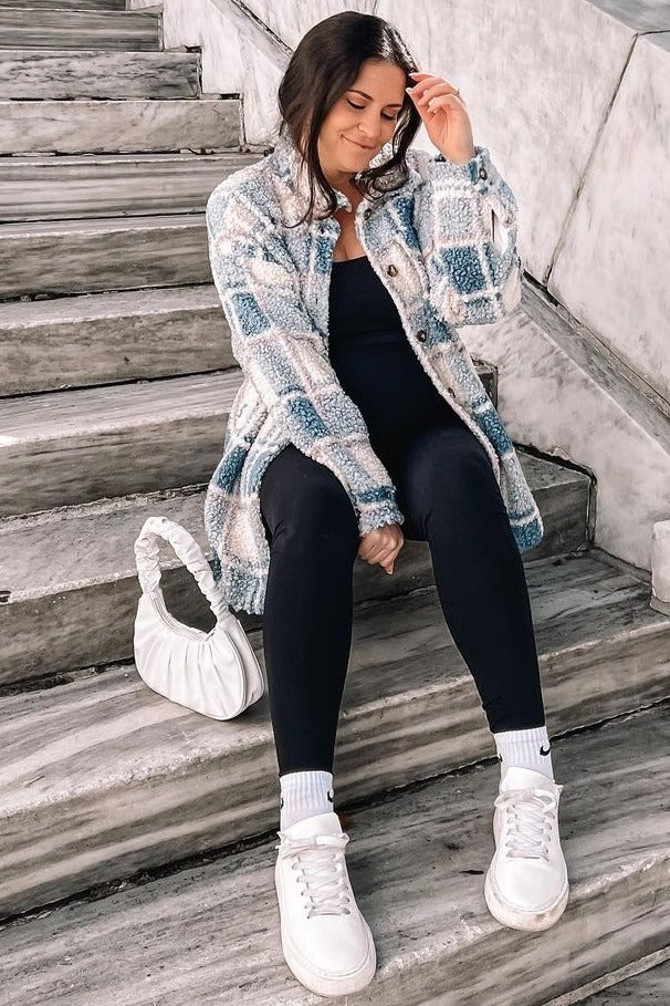 Blue Plaid Sherpa Jacket