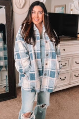 Blue Plaid Sherpa Jacket