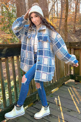 Blue Plaid Sherpa Jacket