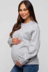 Heather Grey Pullover Maternity Terry Crewneck