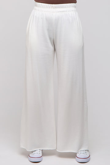 Ivory Soft Fleece Wide Leg Lounge Pants