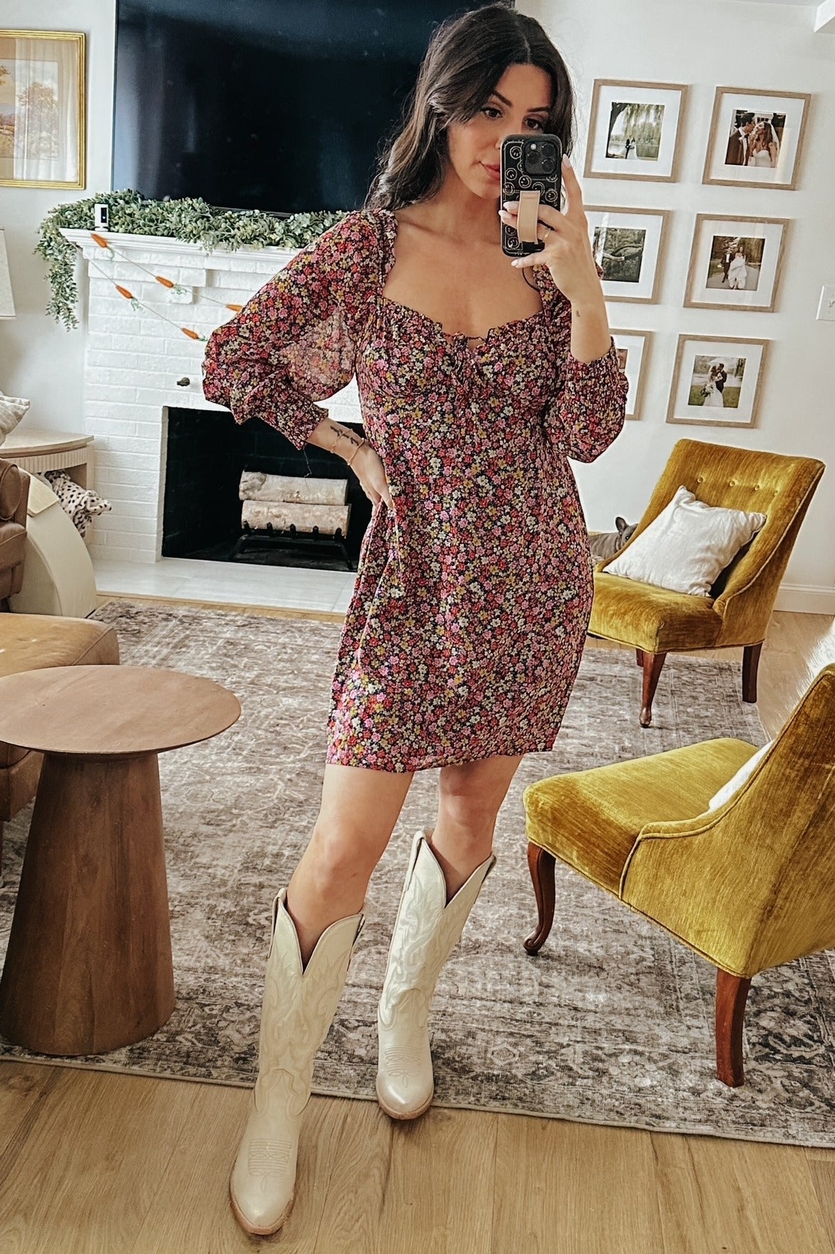 Indigo Ditsy Sweetheart Mini Dress