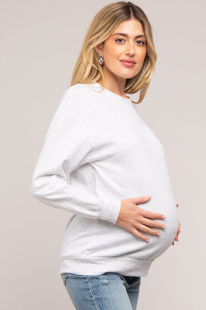 Heather Grey Pullover Maternity Sweatshirt