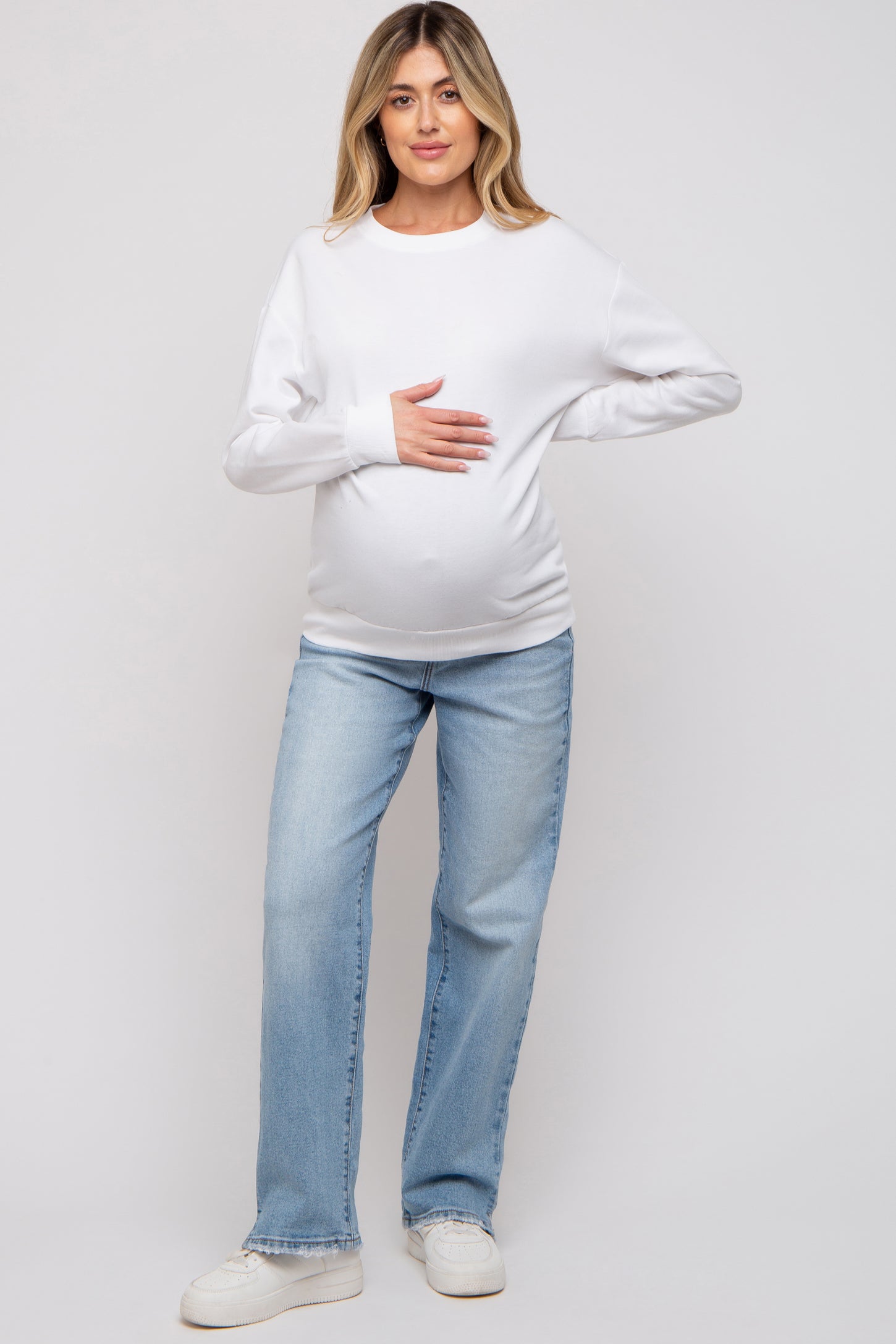 Ivory Pullover Maternity Sweatshirt