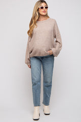 Taupe Basic Drop Shoulder Maternity Sweater