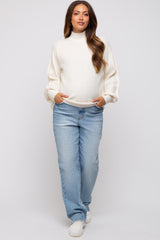 Ivory Mock Neck Maternity Sweater
