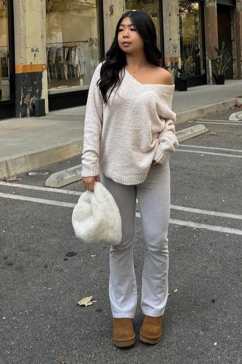 Ivory Fuzzy Soft Knit Sweater
