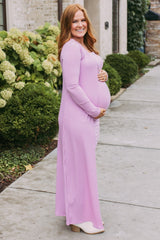 Pink Ribbed Sleeveless Dress Cardigan Maternity Set
