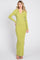 Lime Rib Knit Collared Maxi Dress