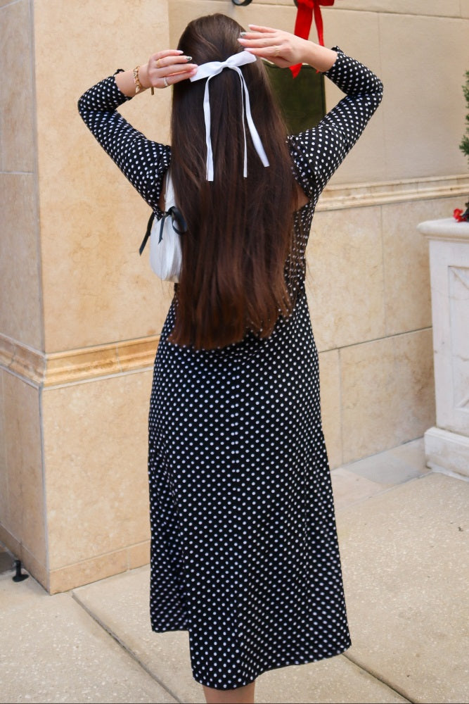 Black Sweetheart Long Sleeve Midi Dress
