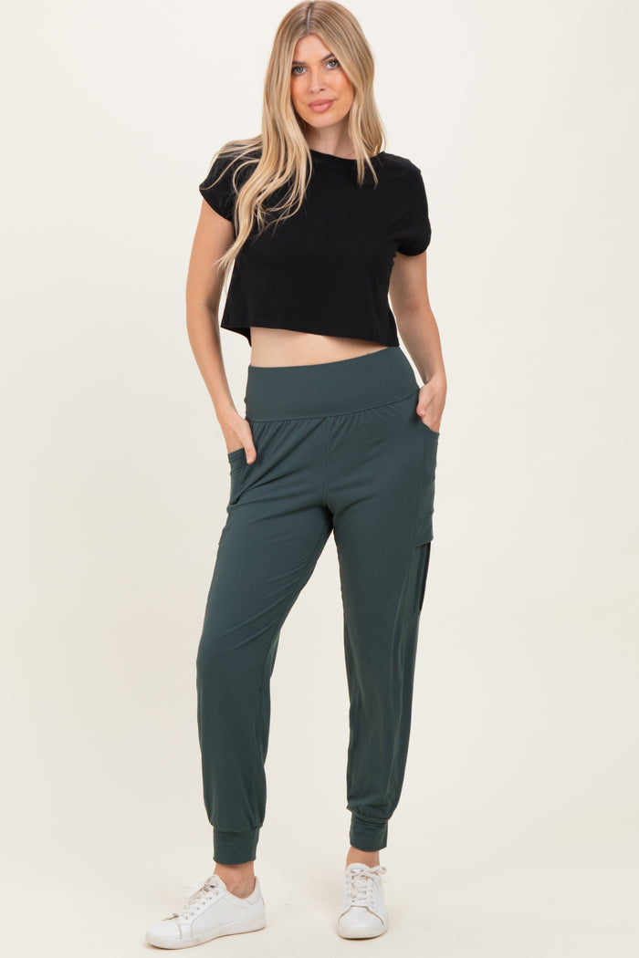 Forest Green Cargo Pocket Maternity Jogger Pants