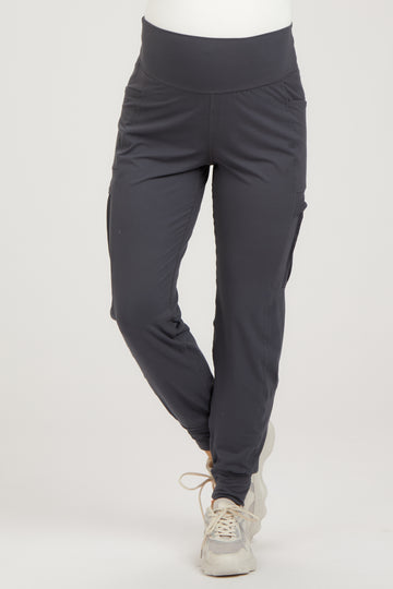 Charcoal Cargo Pocket Maternity Jogger Pants