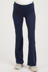 Navy Maternity Flared Leggings