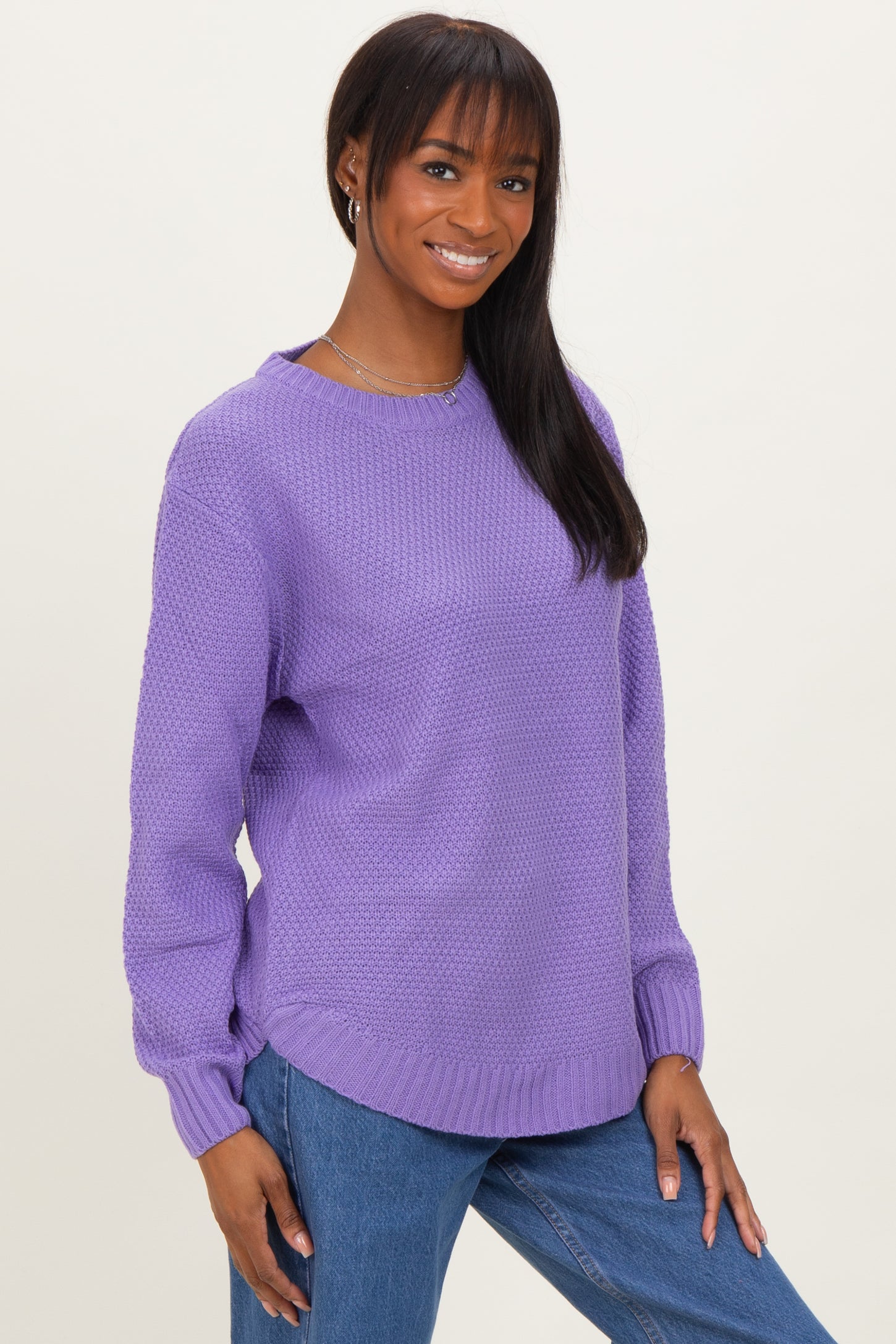 Lavender Knit Pullover Maternity Sweater