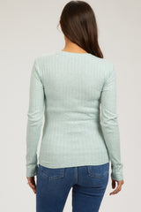Mint Ribbed Long Sleeve Maternity Top
