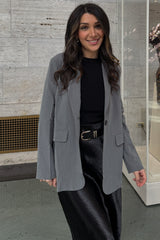 Heather Grey Oversized Twill Blazer Jacket