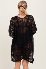 Black Crochet Knit Swim Cover Up