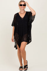 Black Crochet Knit Swim Cover Up